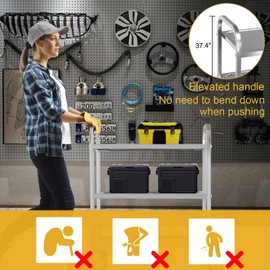 Amarite Stainless Steel Cart on Wheels,3-Tier Stainless Steel Utility Cart for Kitchen, Tool Room, Workshop, Salon & BBQ Snack Station - 29.5" D*15.7W*33H with with 360° Wheels (2 Locking)