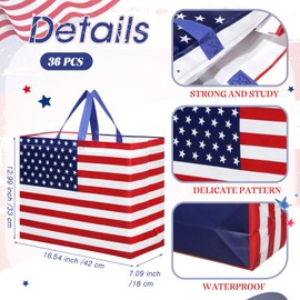 Landhoow 36 Pack American Flag Gift Bags Large 4th of July Gift Bags