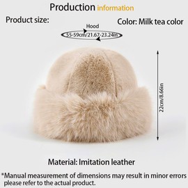 Lifenanny Faux Fur Hat for Women Cossack Russian Style Winter Hat Fuzzy Furry Ushanka Warm Fluffy Bucket Hat(Light Brown)