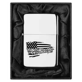 Lighter in Black Silk Lined Gift Box We The People American Flag (Chrome)