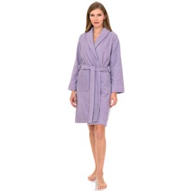 TowelSelections Women’s Robe, 100% Cotton Short Terry Shawl Bathrobe XX-Large Purple Rose