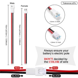 15 Pairs 1.25/PH/XH 2 Pin Connectors, XH2.54-2P*150 mm 2-Pin Female and Male Cable Wire (Red Black)