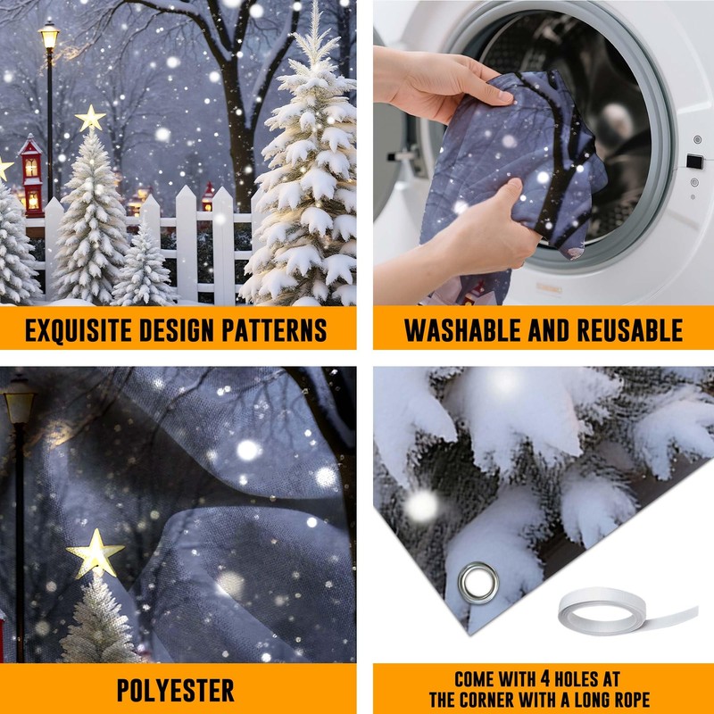Christmas Photography Backdrop Glitter Snowy Forest Pine Tree Background Xmas
