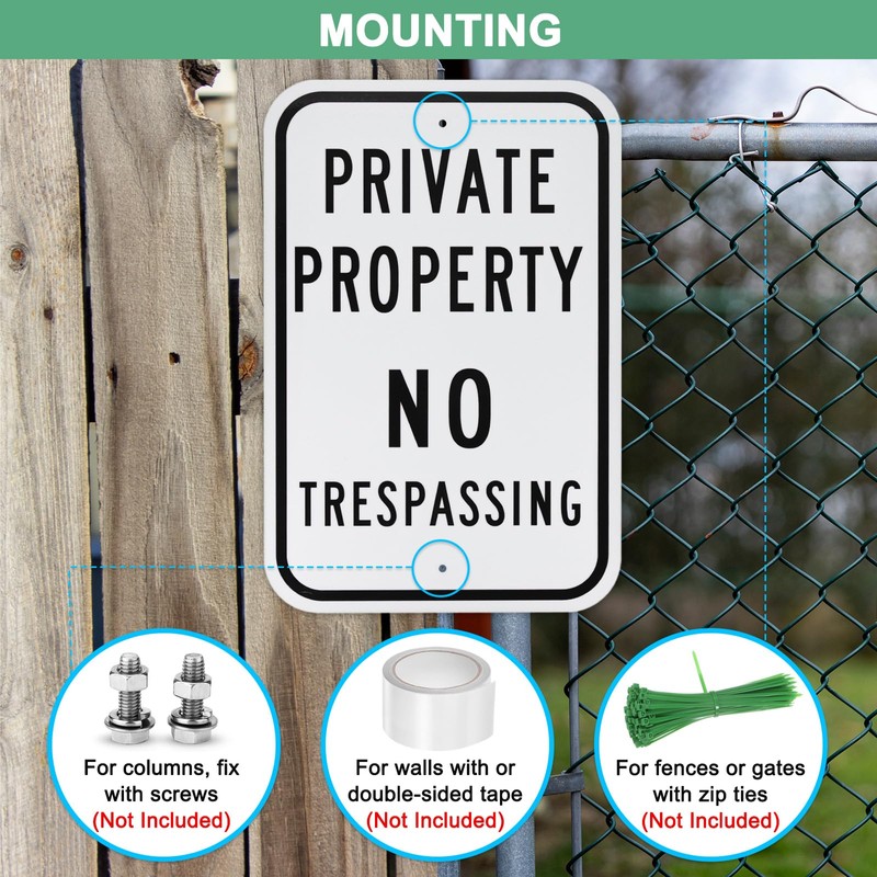 M METERXITY 2-Pack Private Property - No Trespassing Sign, 12