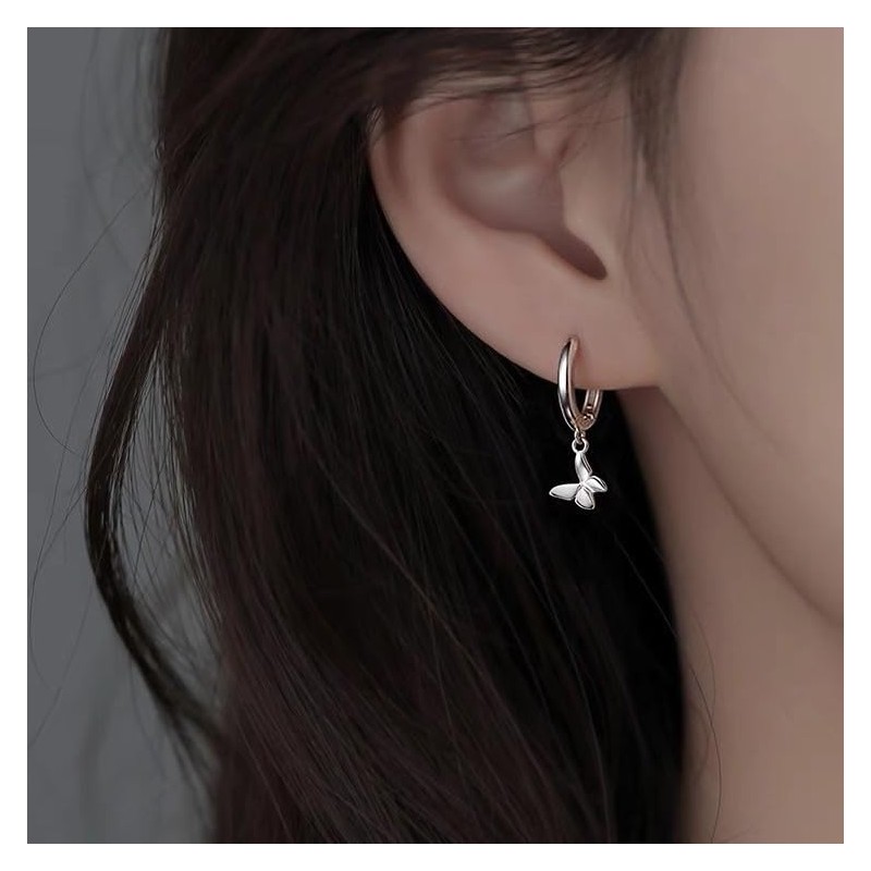 Umiwe Dangling Women's Ring Earrings, S925 Silver, Hypoallergenic, Small, Platinum
