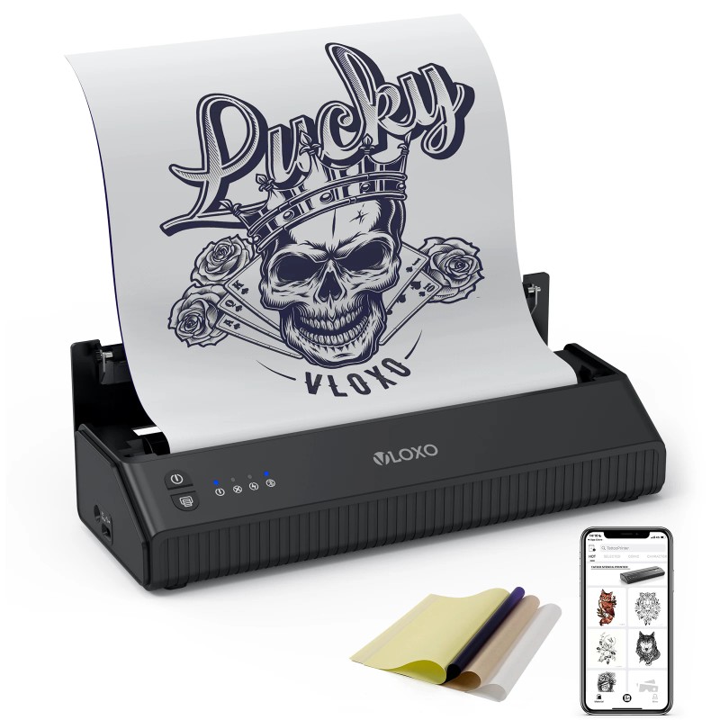 VLOXO Blue Tooth Tattoo Printer Thermal A4 Zise Tattoo Stencil