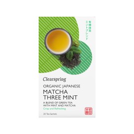 Clearspring Organic Japanese Matcha Three Mint, Green Teabags, Pack of 4 x 20 Bags (36g)