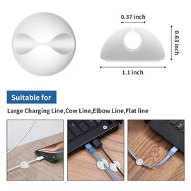 CHEFBEE 8 Pack Adhesive Cable Clips, Cable Cord Holder Organizer Management System for Desk, Wire Clips for All Your Computer, Electrical, Charging or Mouse Cord, White