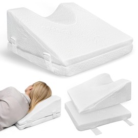 Back Sleeping Training Pillow, Facial Surgery Recovery Pillow 2Pieces Cushions, Height-Adjustable for Facelift, Hair Transplant, Rhinoplasty Surgery, Neck Surgery Nose Job