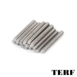 TERF® M10 (10mm) X 75mm Fully Threaded Studding Rod Bar M10 for Ø 10mm (3/8'') Diameter X 75mm (3'') Length All Threads Resin Anchor Studs Bar Rod Screw - Pack of 4