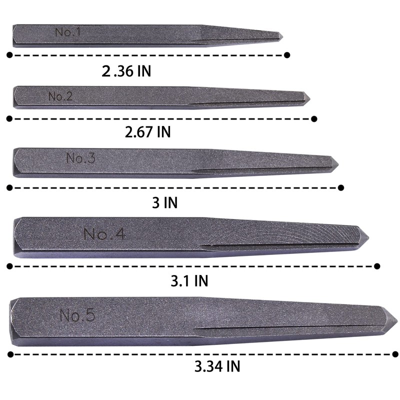 5 Pieces Easy Out Bolt Extractor Set, Straight Fluted Screw