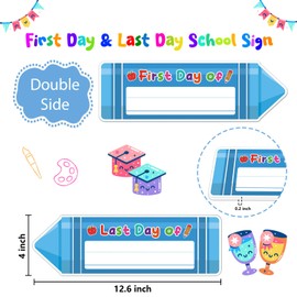 HEYINSHEN First & Last Day of School Chalkboard Pencil Shape First and Last Day of School Board Sign 1st Days of Preschool Kindergarten Board Sign Back to Schools Photo Prop Supplies