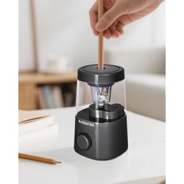 Aniborsa Electric Pencil Sharpener, Helical Blade Automatic Pencil Sharpener, Battery/USB Cord Operated Adjustable Sharpness for 6-8 mm Pencil, Classroom, School, Office, Home, Black