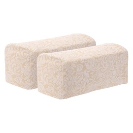 sourcing map 2Pcs Stretch Armrest Covers, Polyester Jacquard Soft Couch Arm Slipcovers Anti-Slip Furniture Protector for Chairs Couch Sofa Recliner, Khaki
