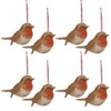 Set of 8 Wooden Christmas Robin Tree Decorations 2694