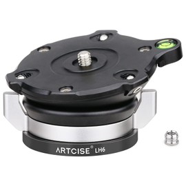 ARTCISE LH6 Leveling Head Levelling Base Ergonomic Locking Knob +/- 15° Tilt Horizontal Adjustment Tripod Head for Canon Nikon Sony DSLR Camera Max Load 20kg