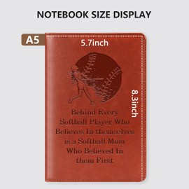 JOHSBYD Softball Gifts Leather Journal Notebook Inspirational Gifts for Women Men Softball Lovers Gifts Softball Player Gifts Softball Team Gifts for Players Fans (Softball Player)