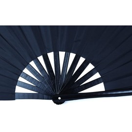 HONSHEN Bamboo Folding Fan, Black, 13 x 25 Inches (Open), 13 x 1 x 0.5 Inches (Folded), Japanese Style, Outdoor Use