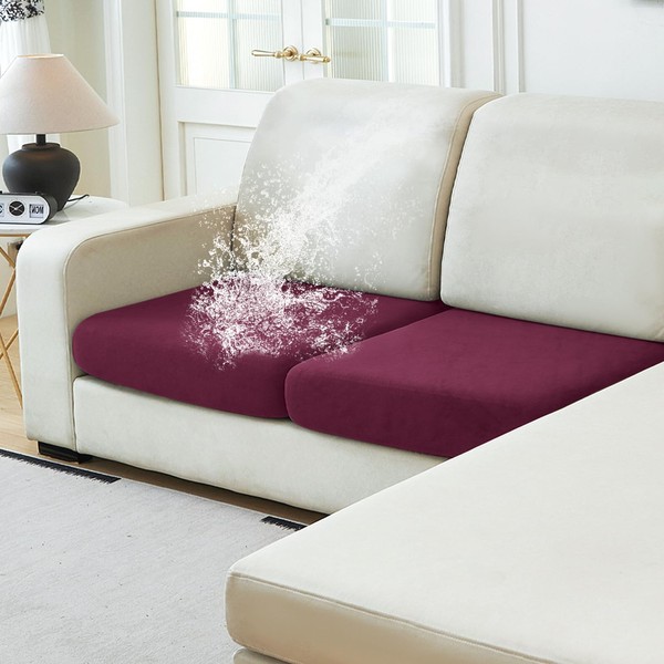 NAISI Waterproof Couch Cushion Covers Thick Velvet Fabric Washable Sofa