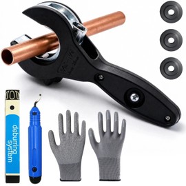 Ratcheting Tubing Cutter, Copper Pipe Cutter, Ratcheting Pipe Cutter 5/16" To 1 1/8", 2 in 1-360° Close Quarters Tube Compact Cutter with Deburring Tool for Cutting Copper and Metal Pipes