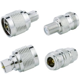 ACONRFTOL 4 Pack N to F Coaxial Adapter Kit: N Type Male/Female to F Type Male/Female RF Coaxial Plug for Antenna/Analyzer/Router/Booster Systems