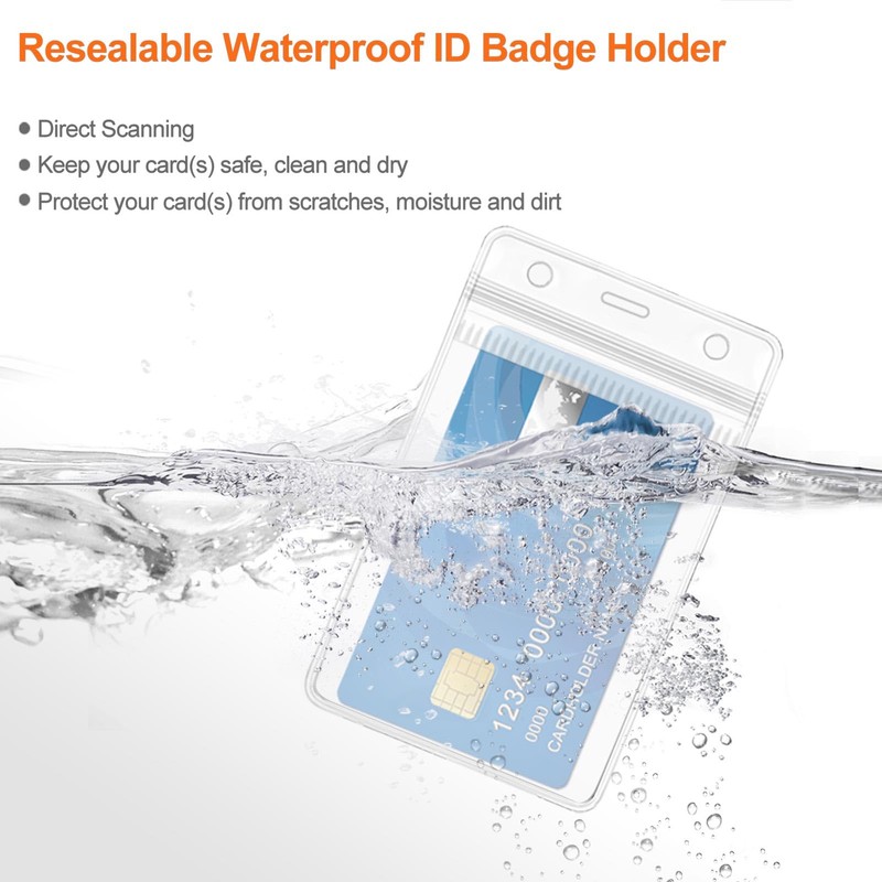 WILLIZTER Clear ID Badge Holder with Lanyard Water Proof Vertical