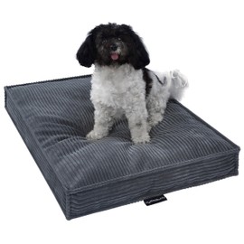 MyBestBuddy Dog Cushion Visco Grey 60 x 40 cm S with POSO Cord Fabric with Viscose Foam and Comfort Foam Flakes, Washable at 40°C - Dog Bed / Pet Bed for Small Dogs or Cats, 60 x 40 cm