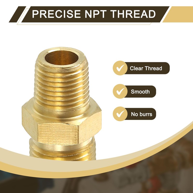 sourcing map 2Pcs Brass Pipe Fitting, 5/16" OD x 1/8"