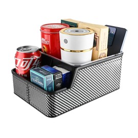 keketuohai Car Seat Organizer with Cup Holders,Car Armrest Extra Storage Box Truck Floor Hump Organizer, Between Seat Organizer Tray with Phone Holder fit for Rear Center Console Floor (Black)