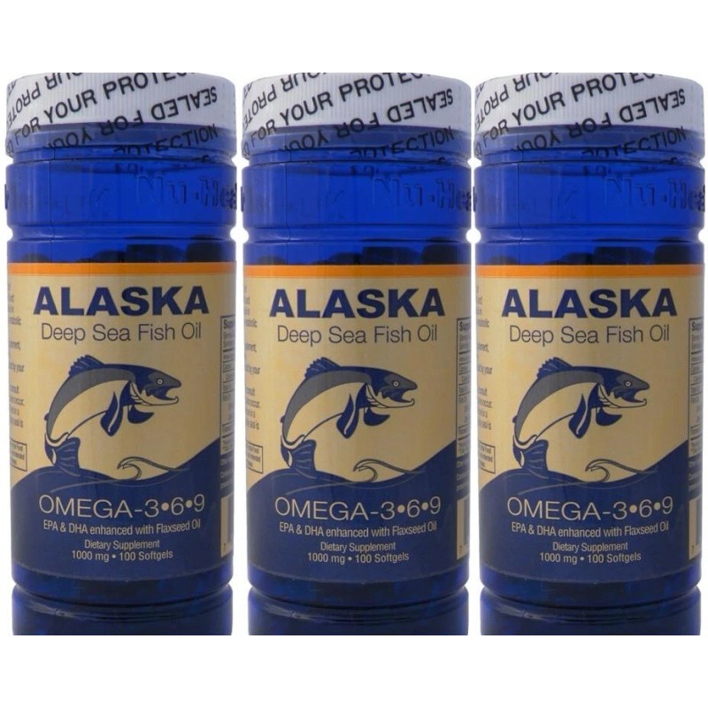 3 bottles Deep sea Fish Oil Omega-3,6,9, EPA/DHA Flaxseed Oil