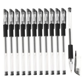 12pcs 0.5mm Fine Point Gel Ink Rollerball Pens, Black, Smooth Writing for Office, School, Home, Ergonomic Design, Comfortable Grip