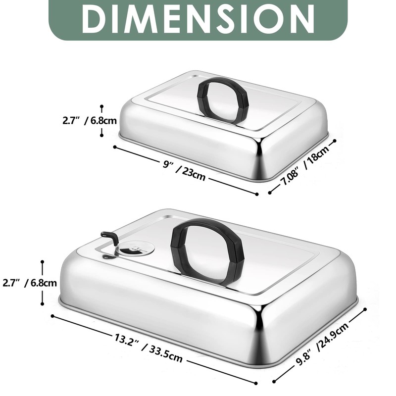 2Pack Melting Dome for Griddle, Leonyo 13" & 9" Rectangular