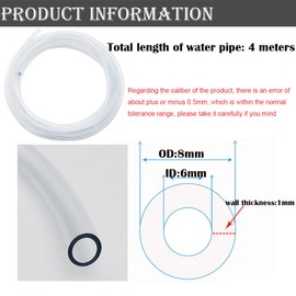 CESFONJER Clear Tube, 6mm ID x 8mm OD 4 Meter Clear PVC Hose Tube, Flexible Water Pipe with 1 Pcs Pipe Cutter