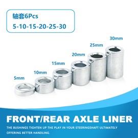Mokuo M12 Steel Spacer 10.9 Bolt Strength Sleeve Bushings Compatible with 12MM Classic Axle,6Pcs Lenght:5/10/15/20/25/30