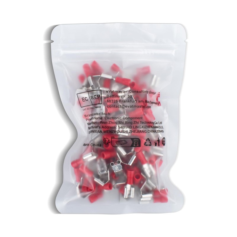 Innfeeltech 100 Pcs PVC-Insulated Brass Spade Crimp Terminals, Connector Width