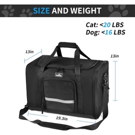 Wakytu Dog Carriers for Small Dogs, Cat Carrier Travel, Expandable, Collapsible, 900D High Density Oxford Cloth, Wear-Resisting, Anti Tearing, Reflective Tape,Safety Lock Zipper