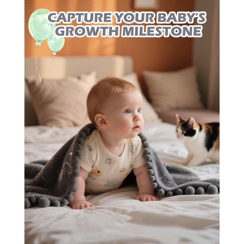 Trongle Newborn Milestone Monthly Blanket, Baby Growth Tracking and Memory