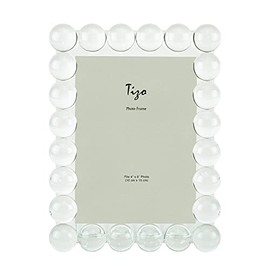 TIZO Design 4x6 Crystal Clear Glass Picture Frame, Boutique Quality Photo Frame (Single Row Bubbles)