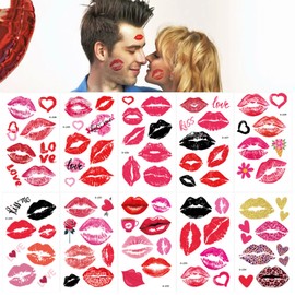 20 Sheets Lip Temporary Tattoo Stickers Heart Fake Tattoos Valentines Day Temporary for Women Valentines Decoration