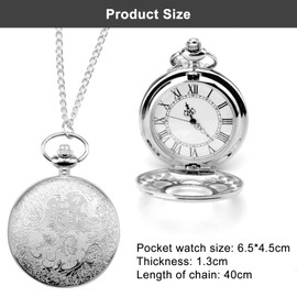 VOSSOT Vintage Pocket Watch, Retro Quartz Pocket Watch, Smooth Quartz Pocket Watch with Chain, Antique Chain Watch with Roman, Numerals for Women, Men, Father, Grandpa, Birthday, Anniversary Gifts,