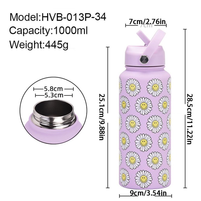 Water Bottle 32 Oz for Travelers Insulated Metal Bottle with