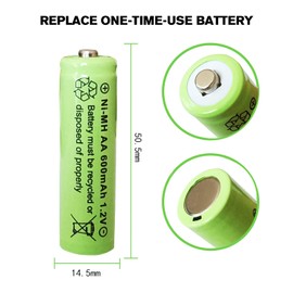 GSUIVEER 1.2V Ni-Mh AA 600mAh Rechargeable Batteries for Outdoor Solar Garden Lights (4 Pack)