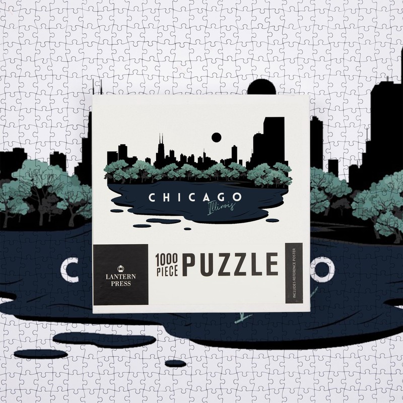 Lantern Press 1000 Piece Jigsaw Puzzle, Chicago, Illinois, Vector City