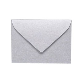 LUXPaper #17 Mini Envelopes in 80 lb. Silver Metallic for 2 9/16 x 3 9/16 Cards, Printable Envelopes for Gift Cards and Thank You’s, w/Glue, 50 Pack, Envelope Size 2 11/16 x 3 11/16 (Silver)