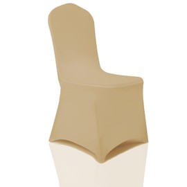 bricia 6 PCS Champagne Stretch Spandex Chair Slipcovers, Dining Room Chair Covers Stretch Chair Slipcovers Protector for Wedding, Banquet, and Party