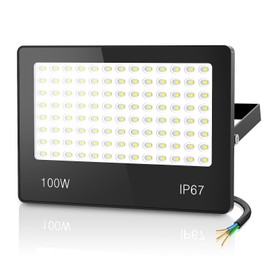 HAPYLUMI 100 W 10000 LM LED Outdoor Spotlight, Super Bright Outdoor Spotlight, 6500 K Cool White Spotlight, IP67 Waterproof LED Floodlight for Garden, Workshop, Patio, Sports Field, Backyard