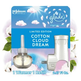 Glade PlugIns Scented Oil Warmer + Refill, Cotton Cloud Dream Scent,