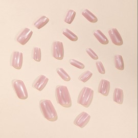 Square Fake Nails Medium Press On Nails Acrylic Glitter Nails Press Ons Crytal White False Nails With Artificial Glitter Designs Full Cover Glue On Nails Glossy Stick On Nails For Women