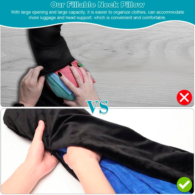 Stuffable Neck Pillow for Travel, Travel Neck Pillows With Adjustable