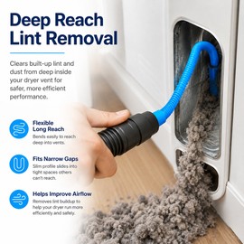 Dryer Vent Cleaner Vacuum Attachment Kit – 2.6FT Flexible Lint Hose & Brush for Deep Appliance Cleaning